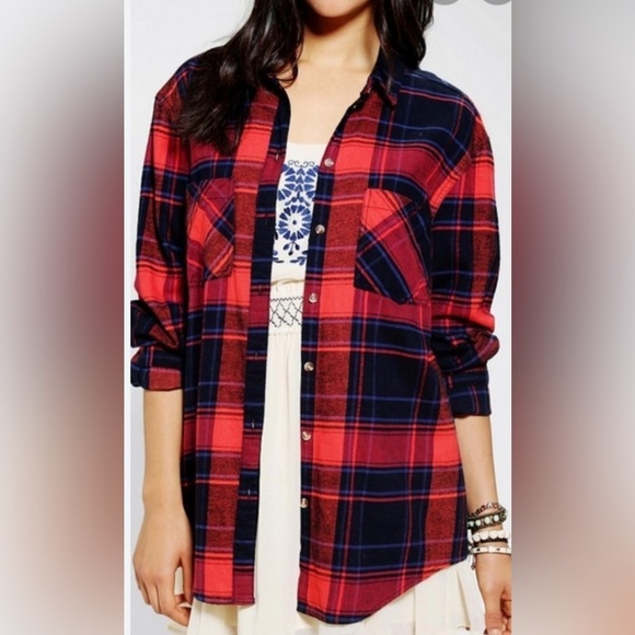 Urban Outfitters BDG Plaid Flannel Shirt Button Down Casual Shirt Top Sz S - Picture 5 of 15
